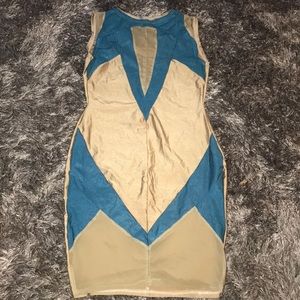 Nude & Blue Mesh Dress 💙